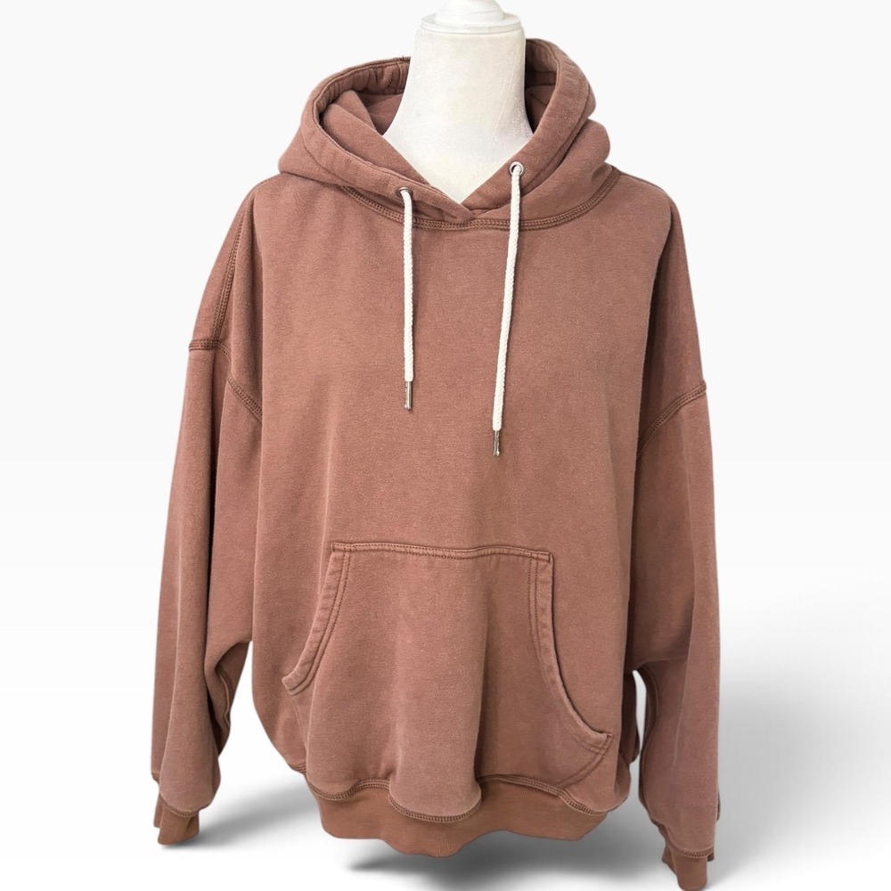 FP Movement Brown Final Call Pullover Hoodie Oversized Fleece Women's Size Small